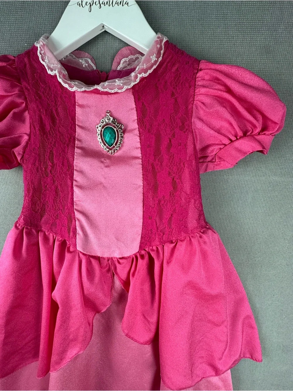 Aurora Inspired Princess Dress Girls Size 110 / US 4-5T Pink Lace Puff Sleeve